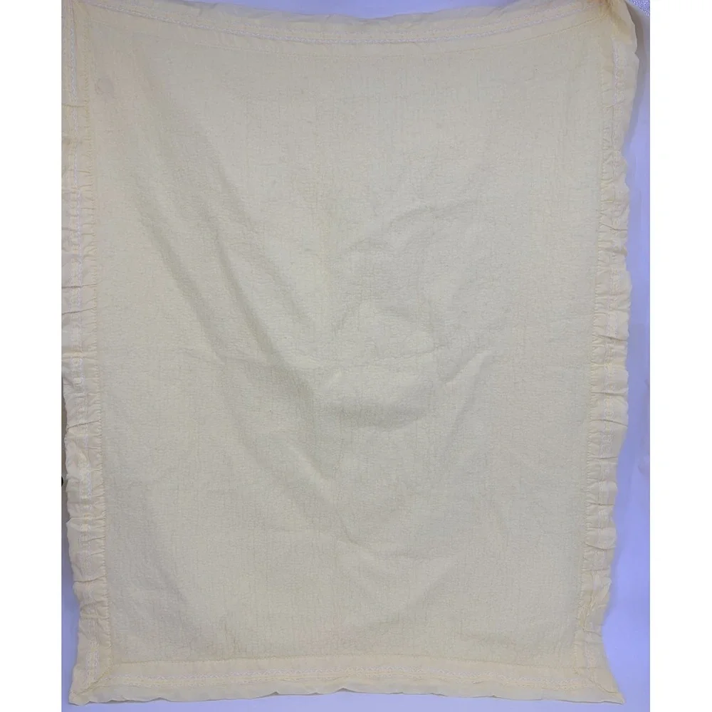 Vintage North Star Woolen Mills Yellow Fleece Satin Edge Baby Blanket 50